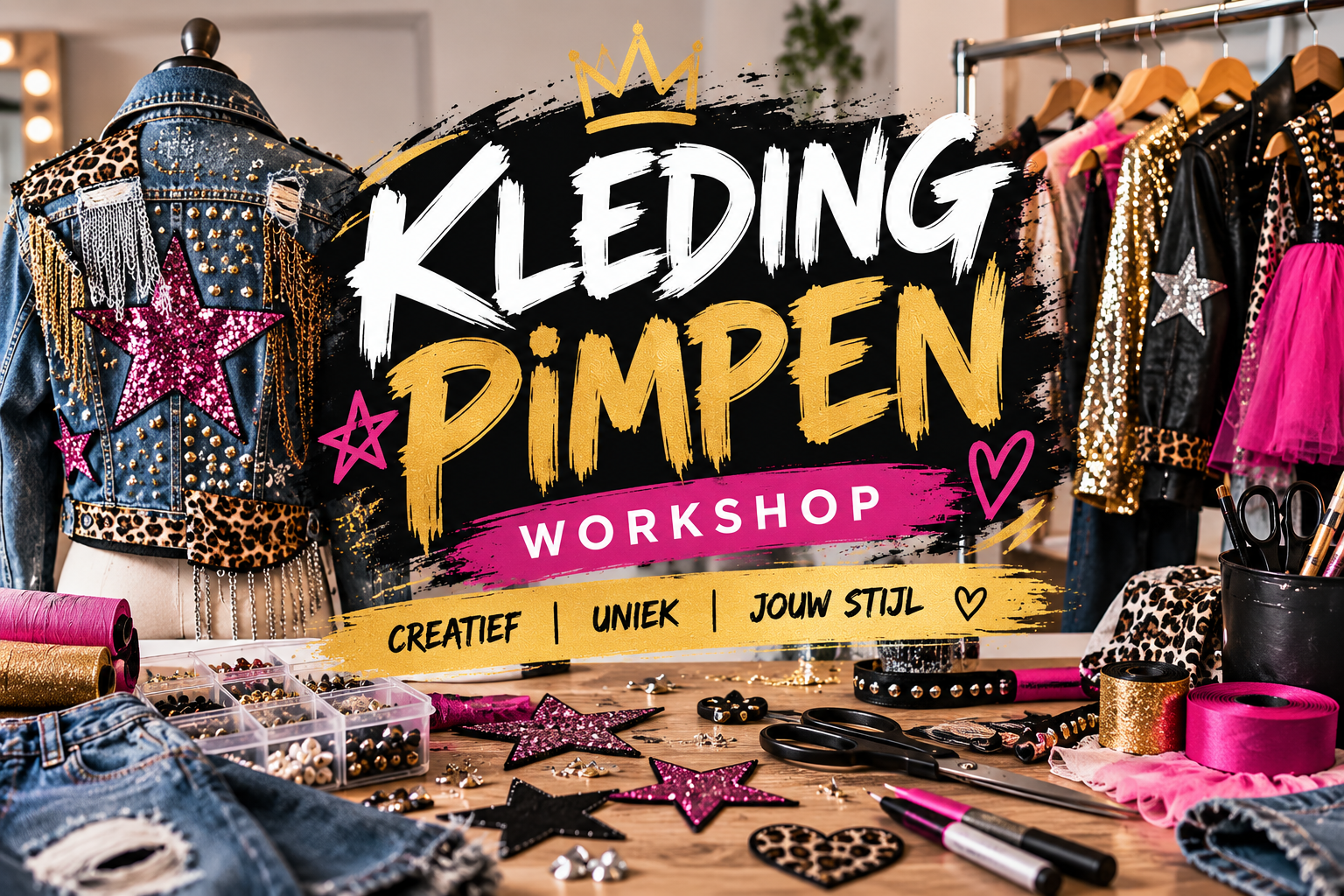 STYLE IT kleding pimpen met studs, glitter, patches en textielmaterialen